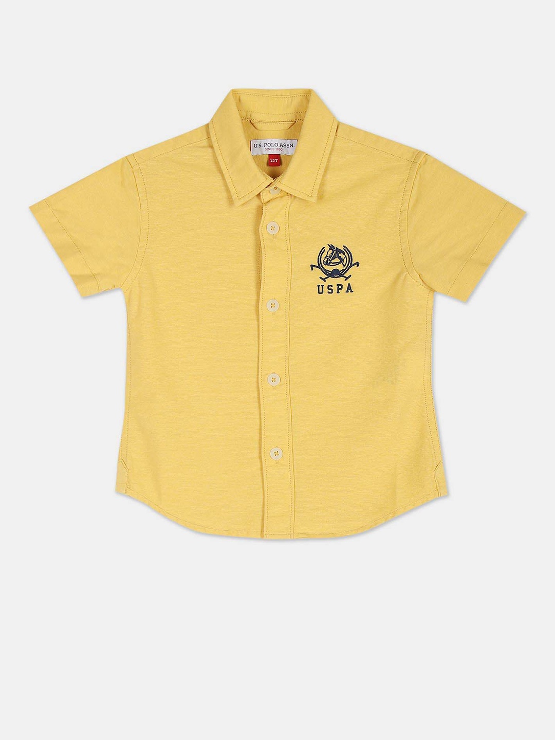 

U S Polo Assn Kids Boys Yellow Pure Cotton Casual Shirt