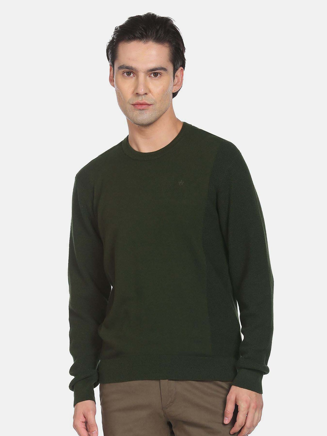 

Arrow Men Green Solid Pullover