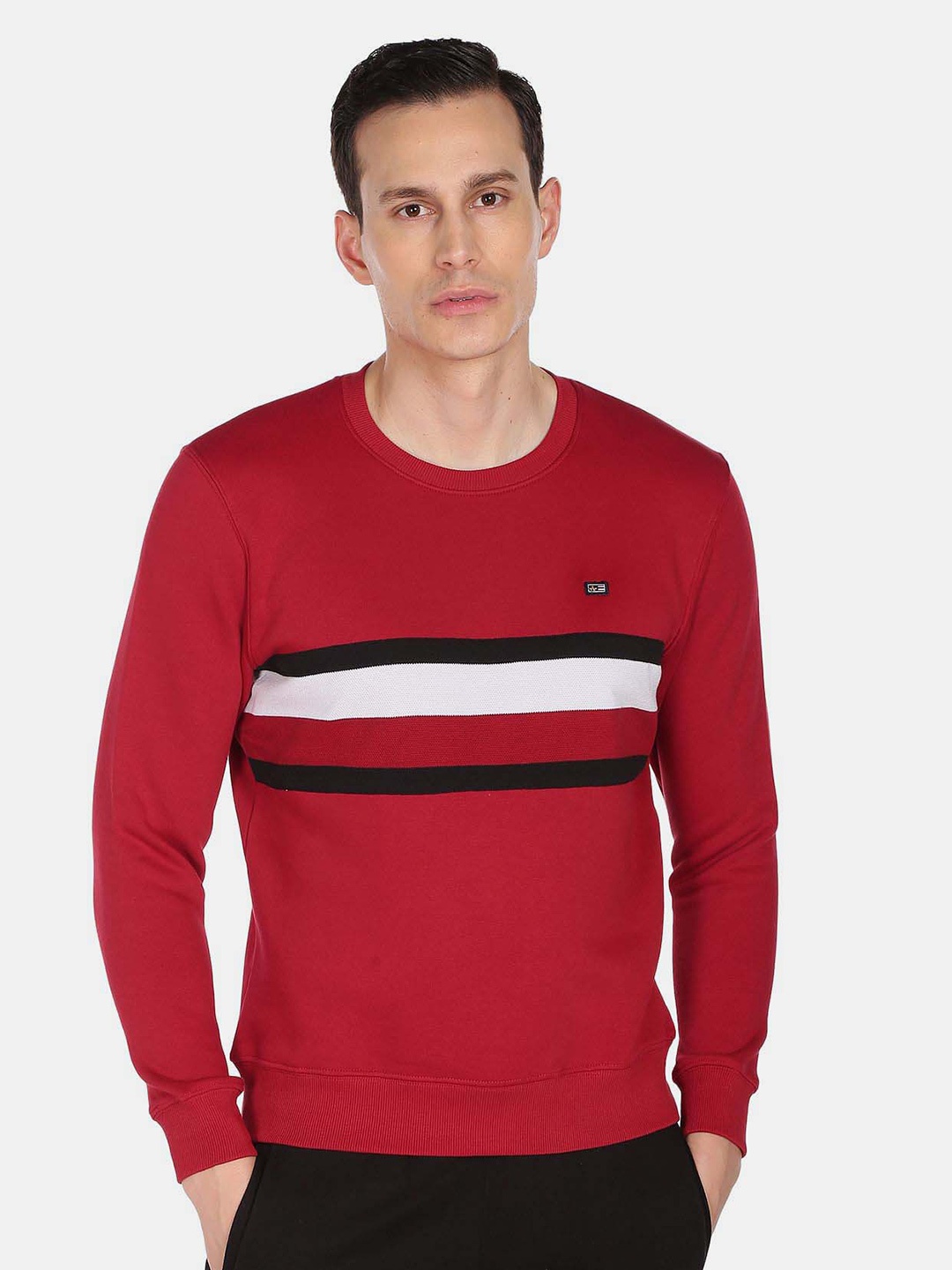 

Arrow Sport Men Red Striped Round Neck Sweatshirt