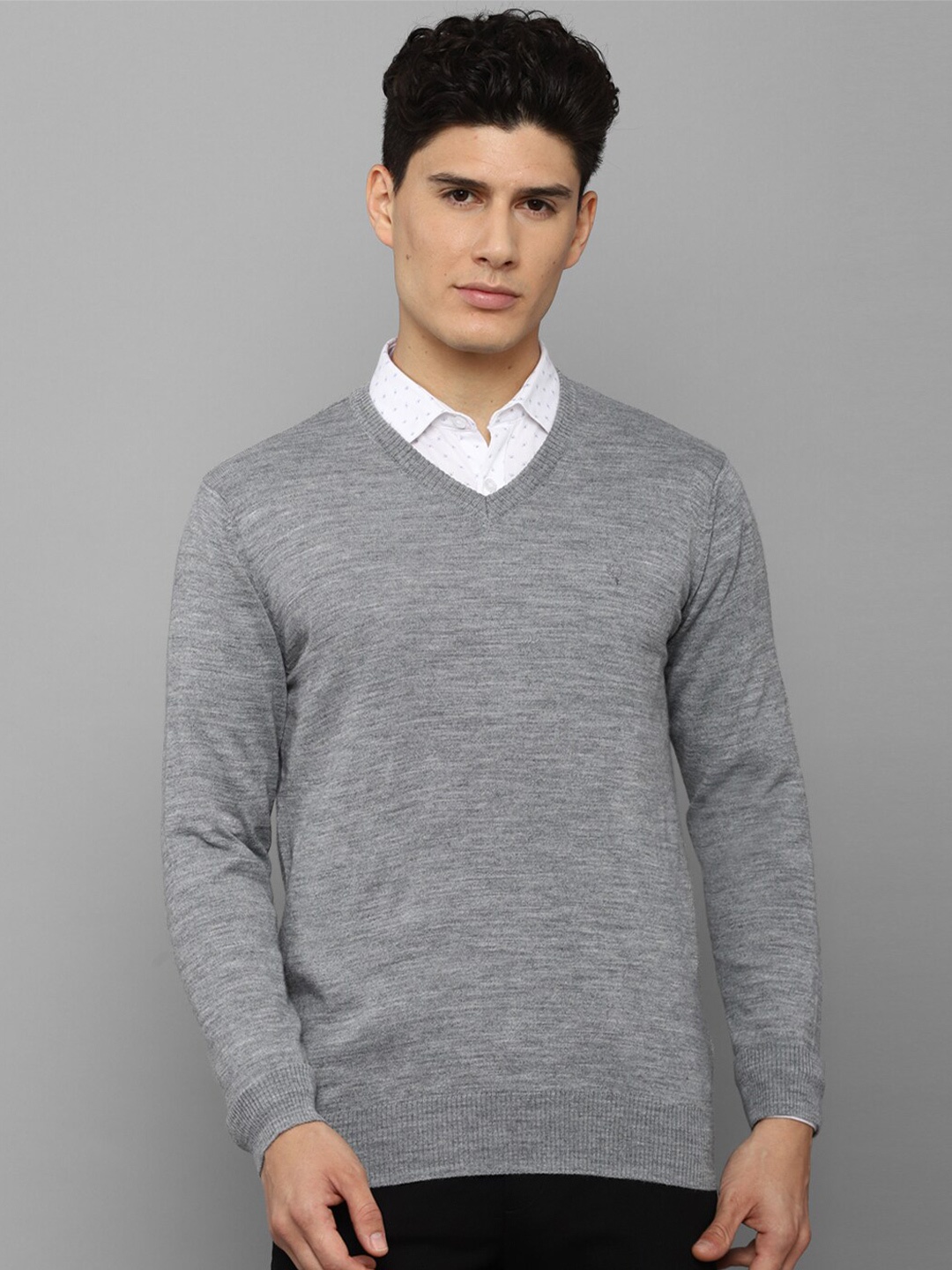 

Allen Solly Men Grey Ribbed Pullover