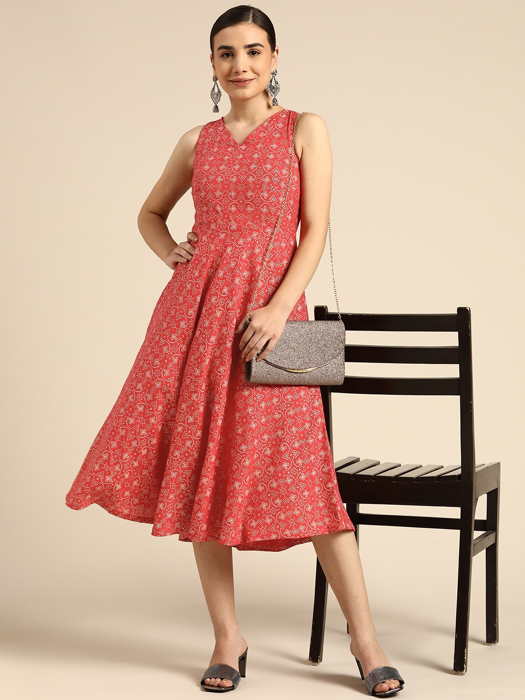 

Anouk Women Tribal Printed Anarkali Kurta, Red