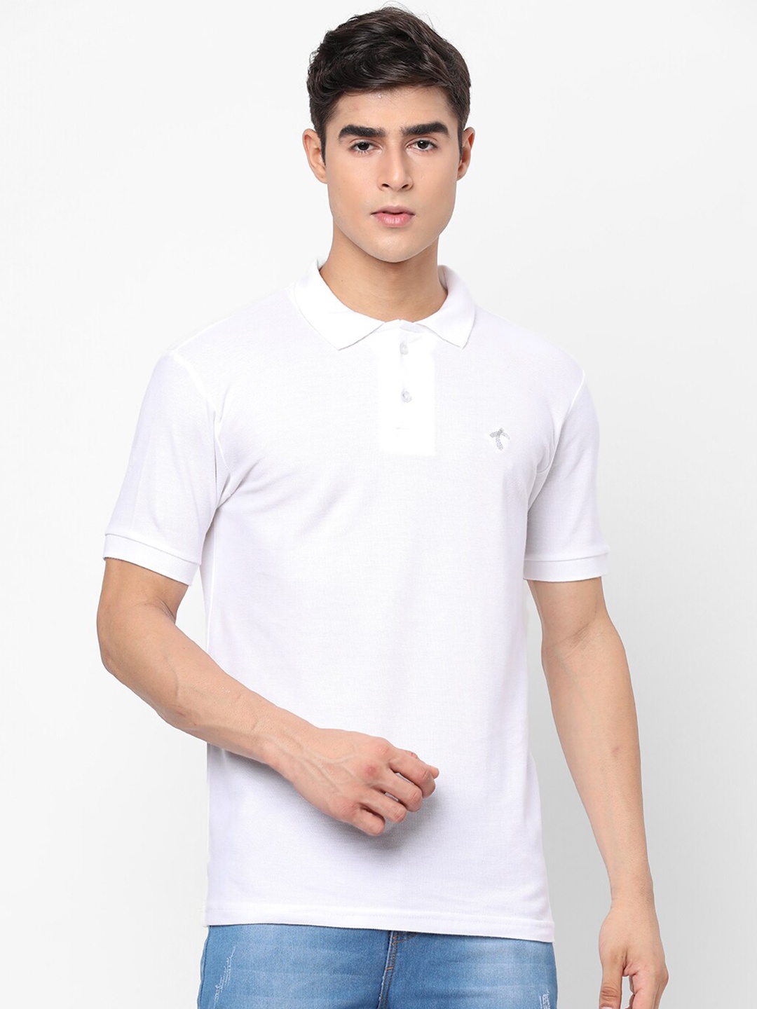 

Shurtz N Skurtz Unisex White Cotton Polo Collar T-shirt
