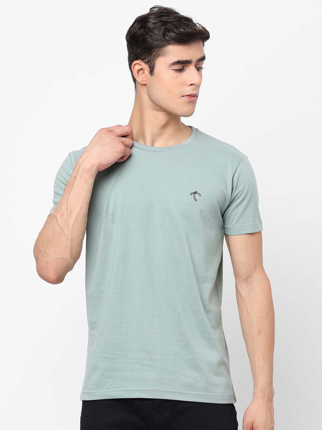 

Shurtz N Skurtz Unisex Green Solid Cotton T-shirt