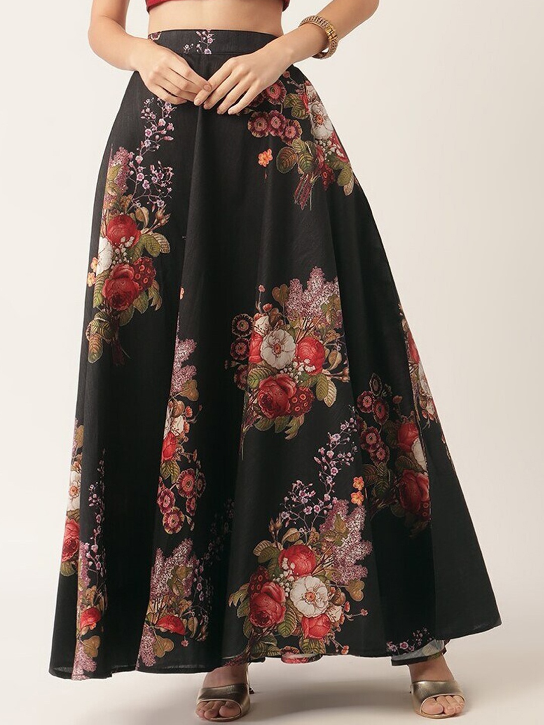 

Studio Shringaar Women Black Printed Flared Skirt
