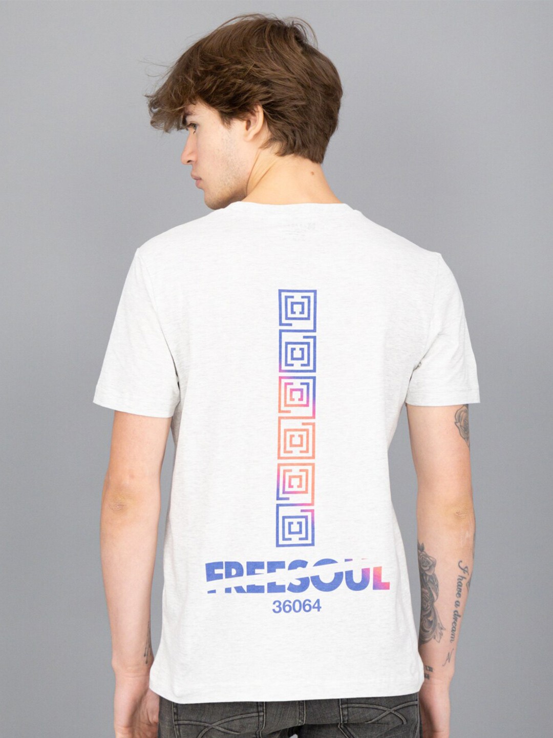 

FREESOUL Men Off White Typography Printed T-shirt