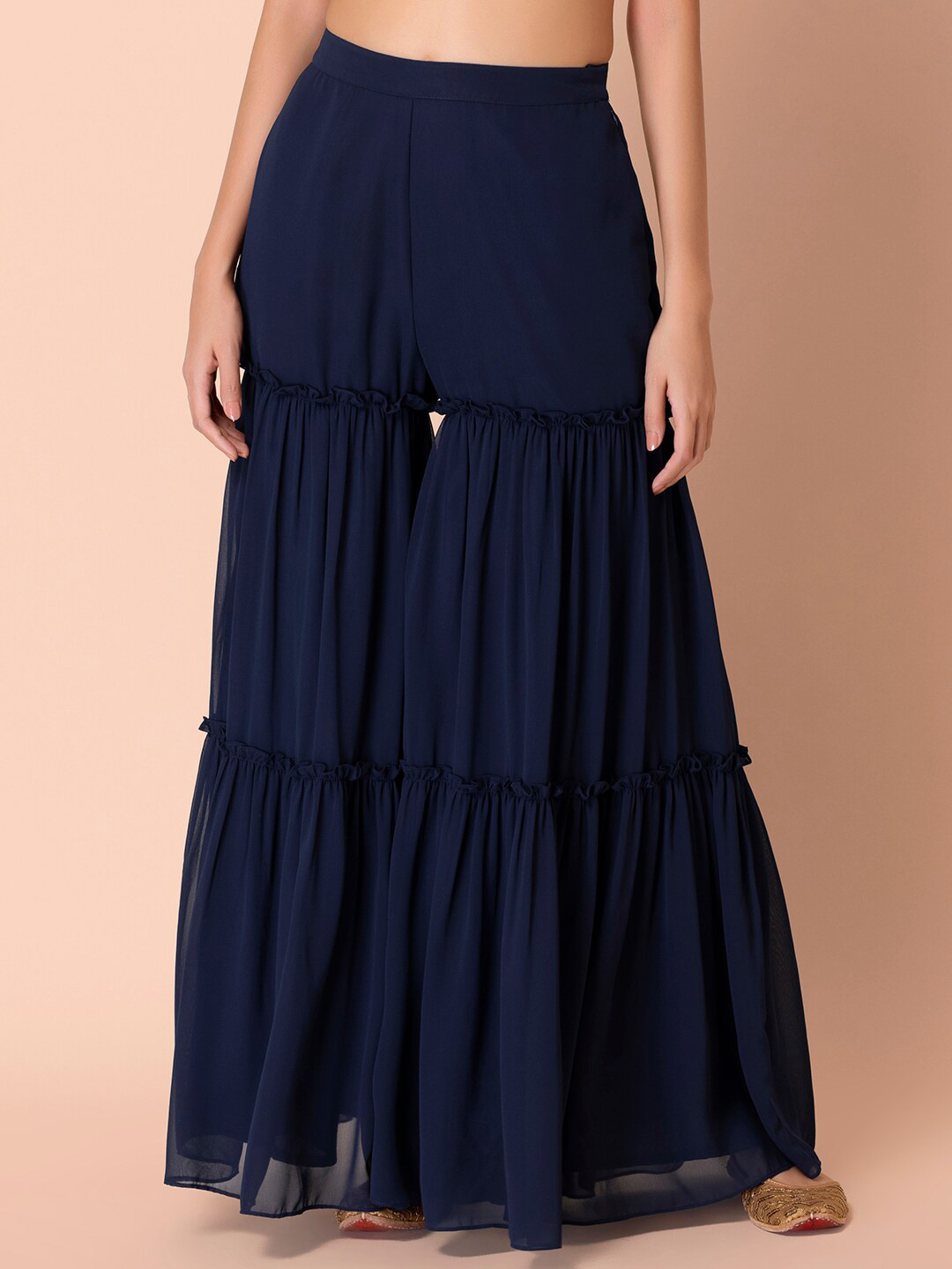

INDYA Women Navy Blue Culottes Trousers