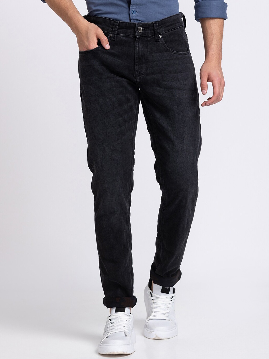 

SPYKAR Men Black Kano Slim Fit Light Fade Jeans