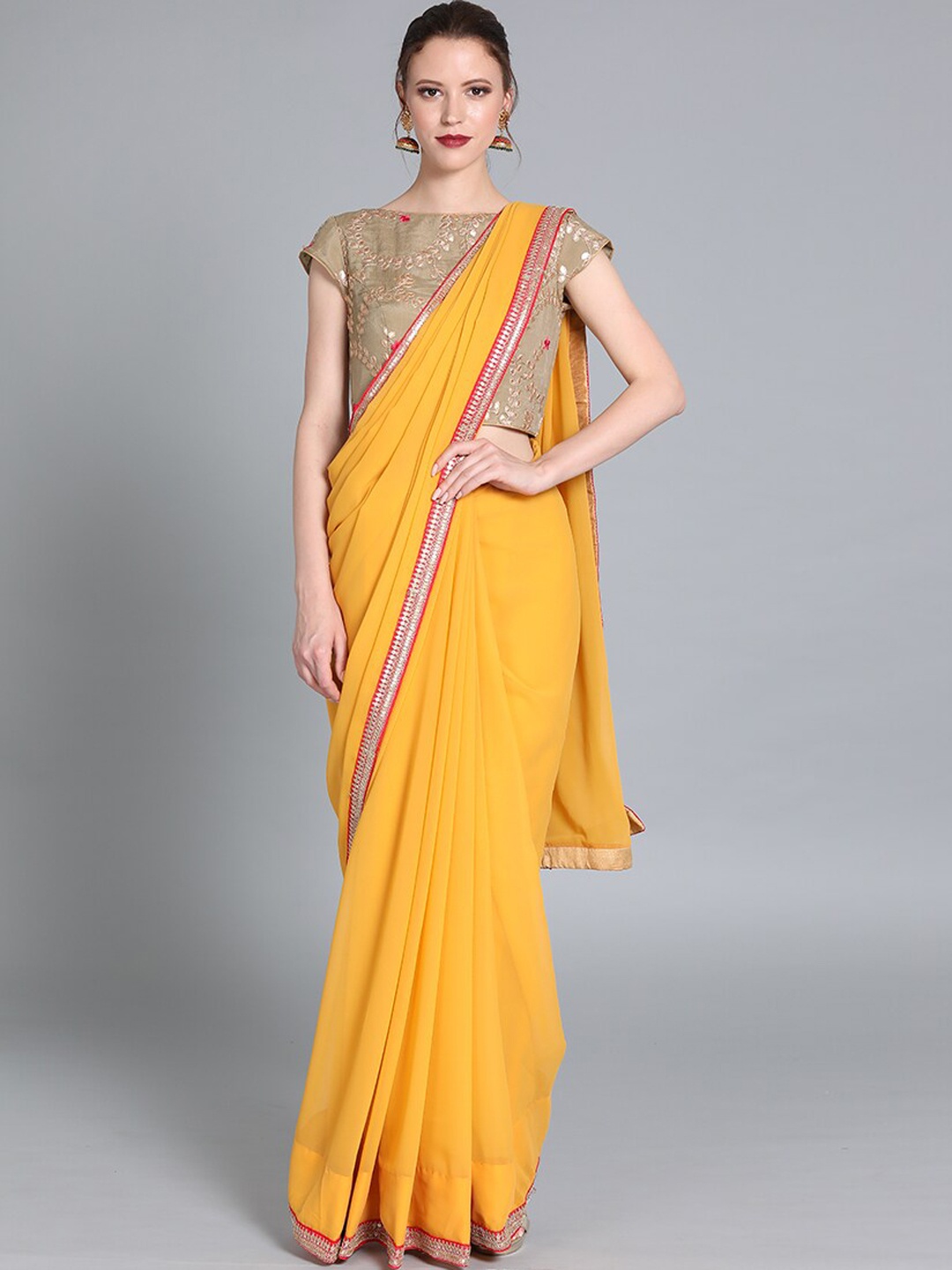

Ethnovog Green Embroidered Ready To Wear Saree Blouse