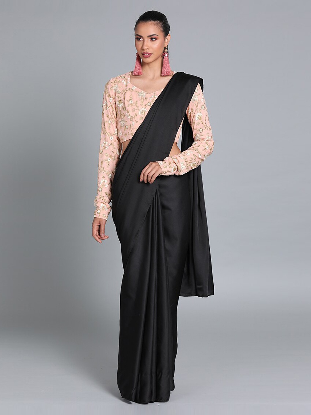 

Ethnovog Peach-Coloured Embroidered Saree Blouse