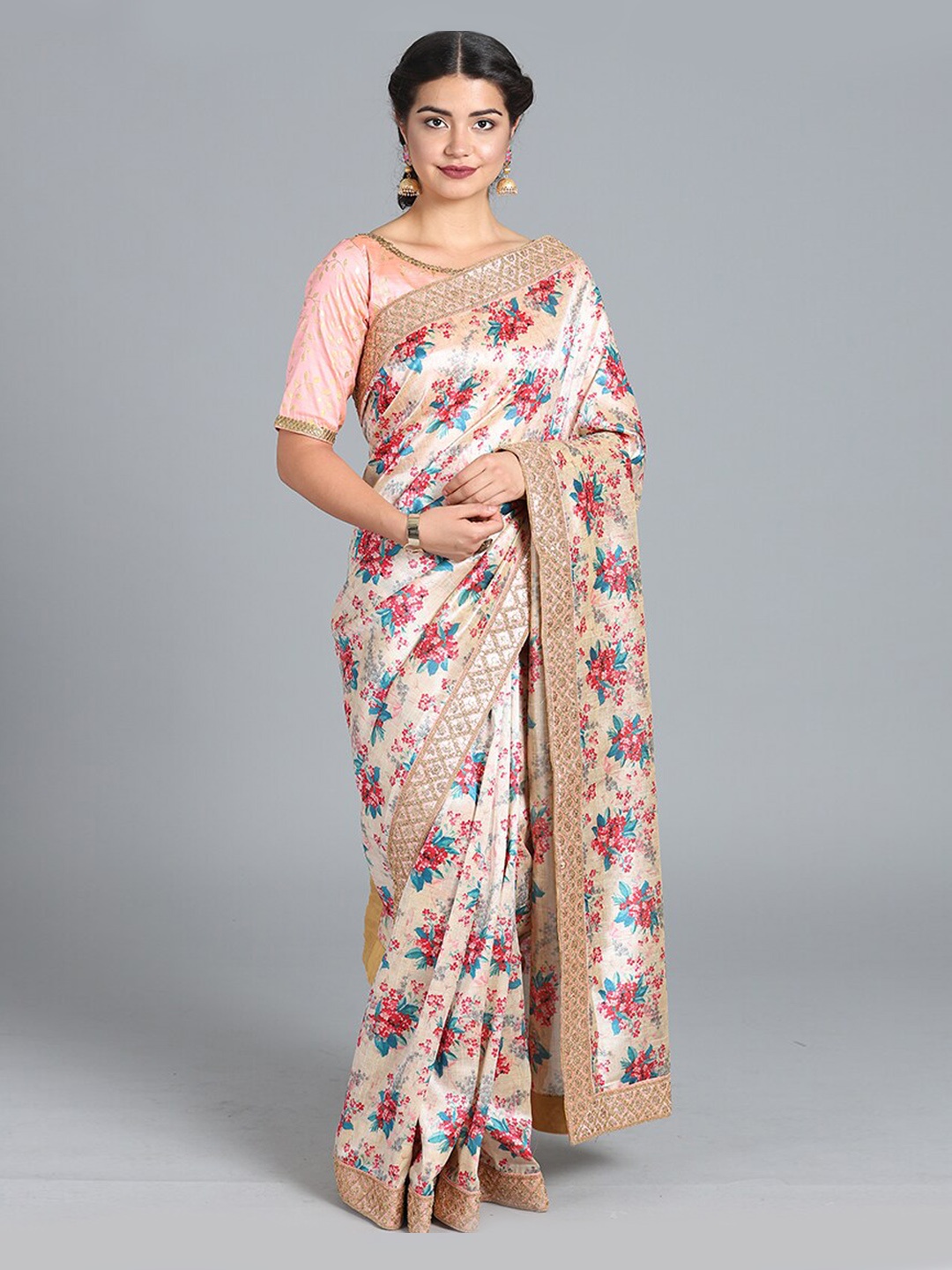 

Ethnovog Pink Printed Saree Blouse
