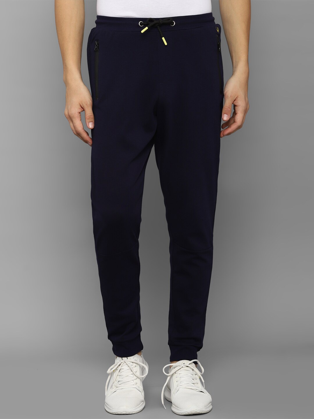 

Allen Solly Men Navy Blue Solid Pure Cotton Joggers