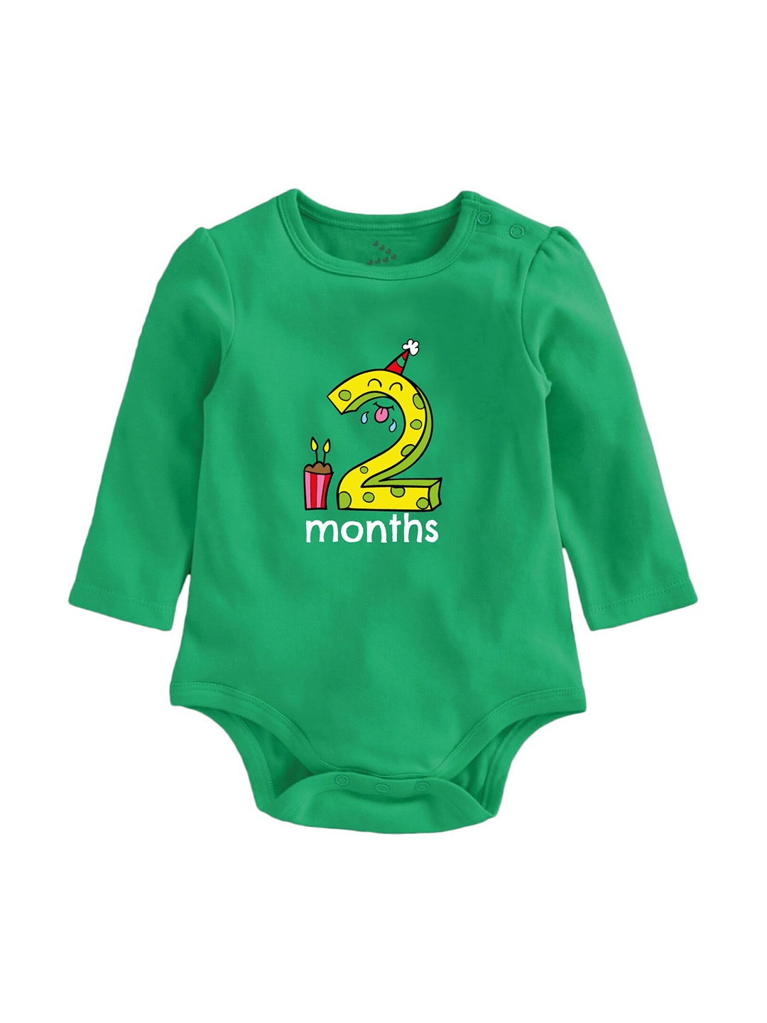 

Zeezeezoo Kids Two Months Printed Pure Cotton Onesie, Green