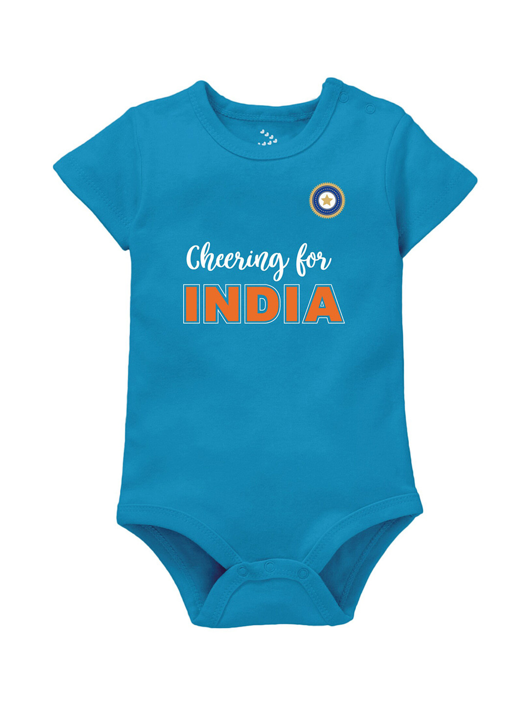 

Zeezeezoo Kids Cheering India Printed Pure Cotton Bodysuit, Blue