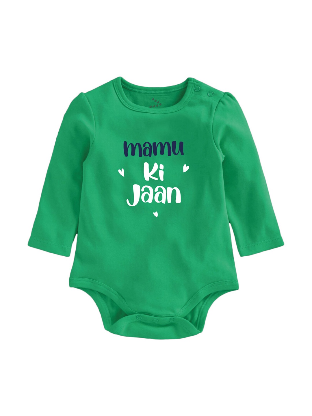 

Zeezeezoo Kids Mamu Ki Jaan Printed Pure Cotton Bodysuit, Green