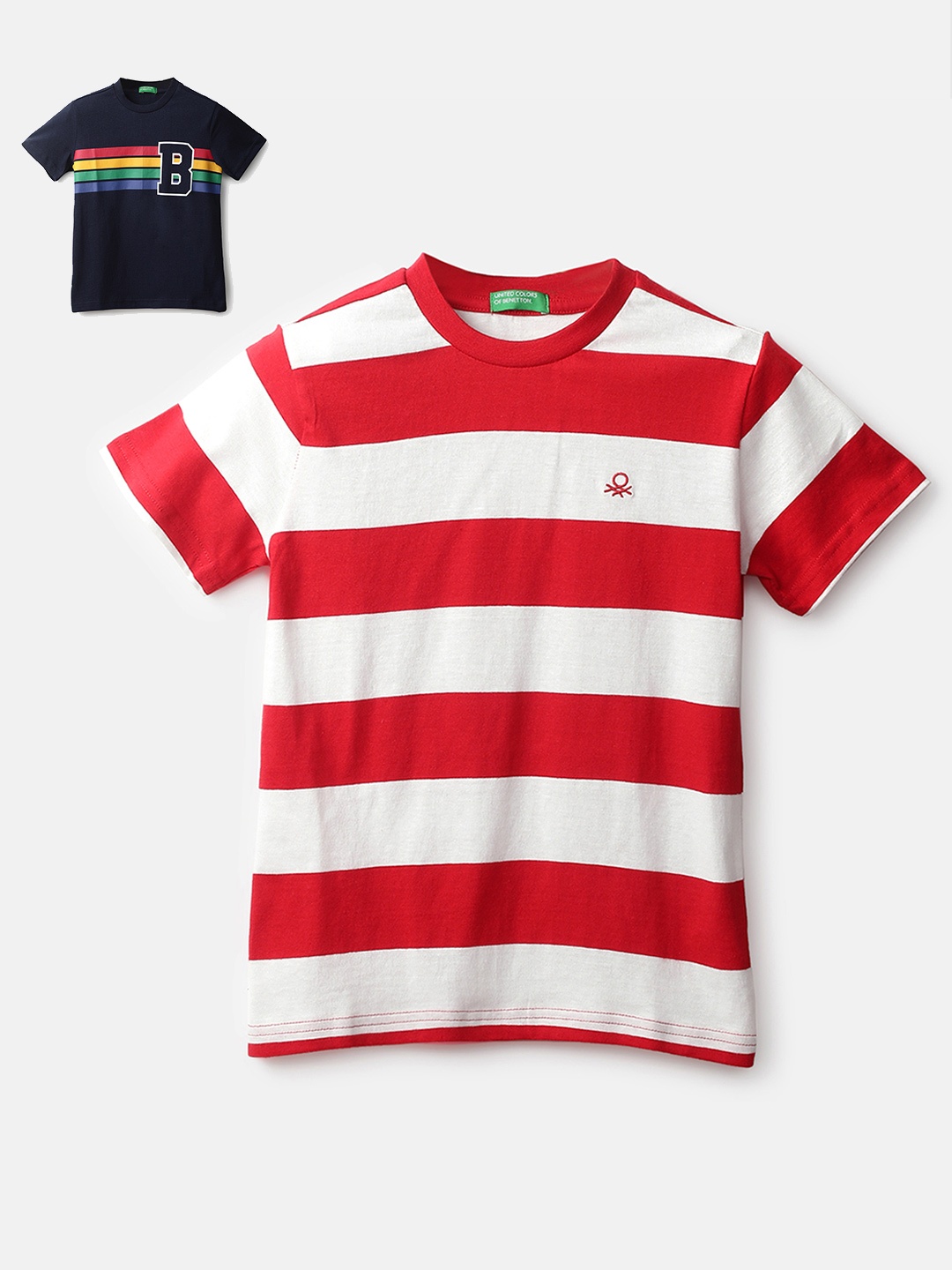 

United Colors of Benetton Boys Pack of 2 Striped T-shirts, Blue