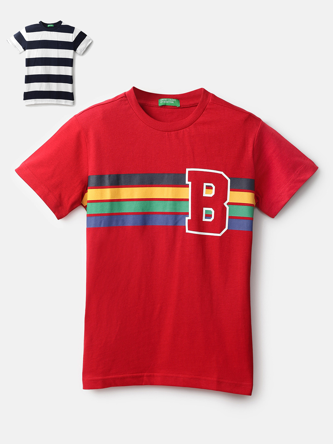 

United Colors of Benetton Pack of 2 Striped T-shirts, Red