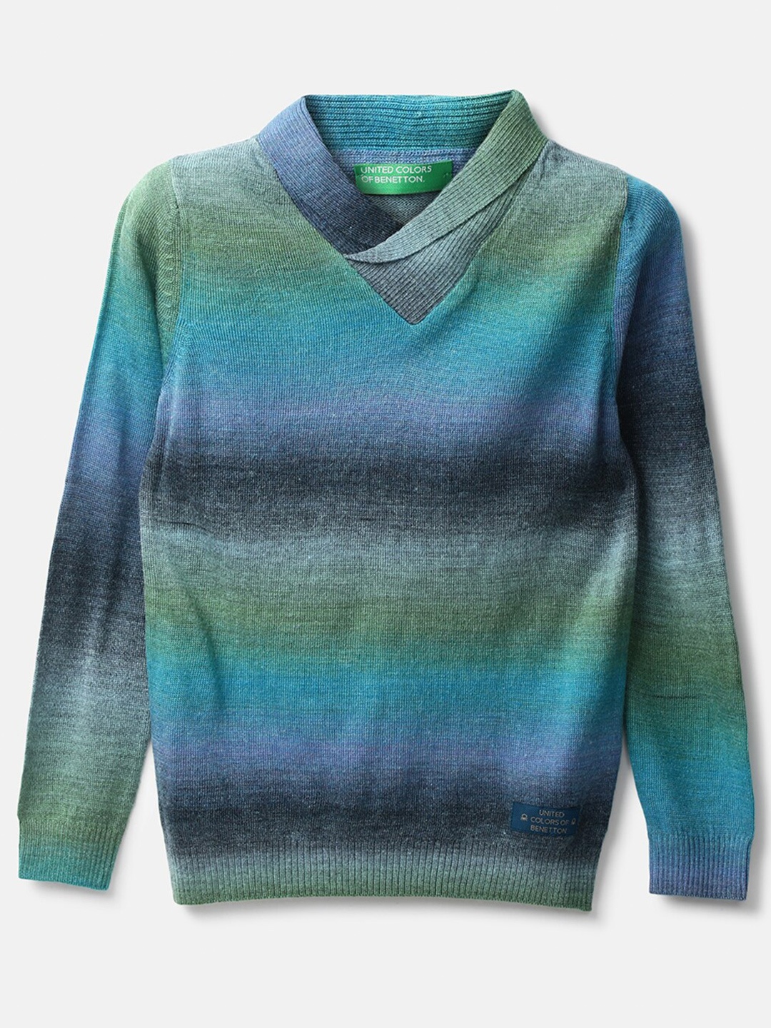 

United Colors of Benetton Boys Blue & Grey Striped Pullover