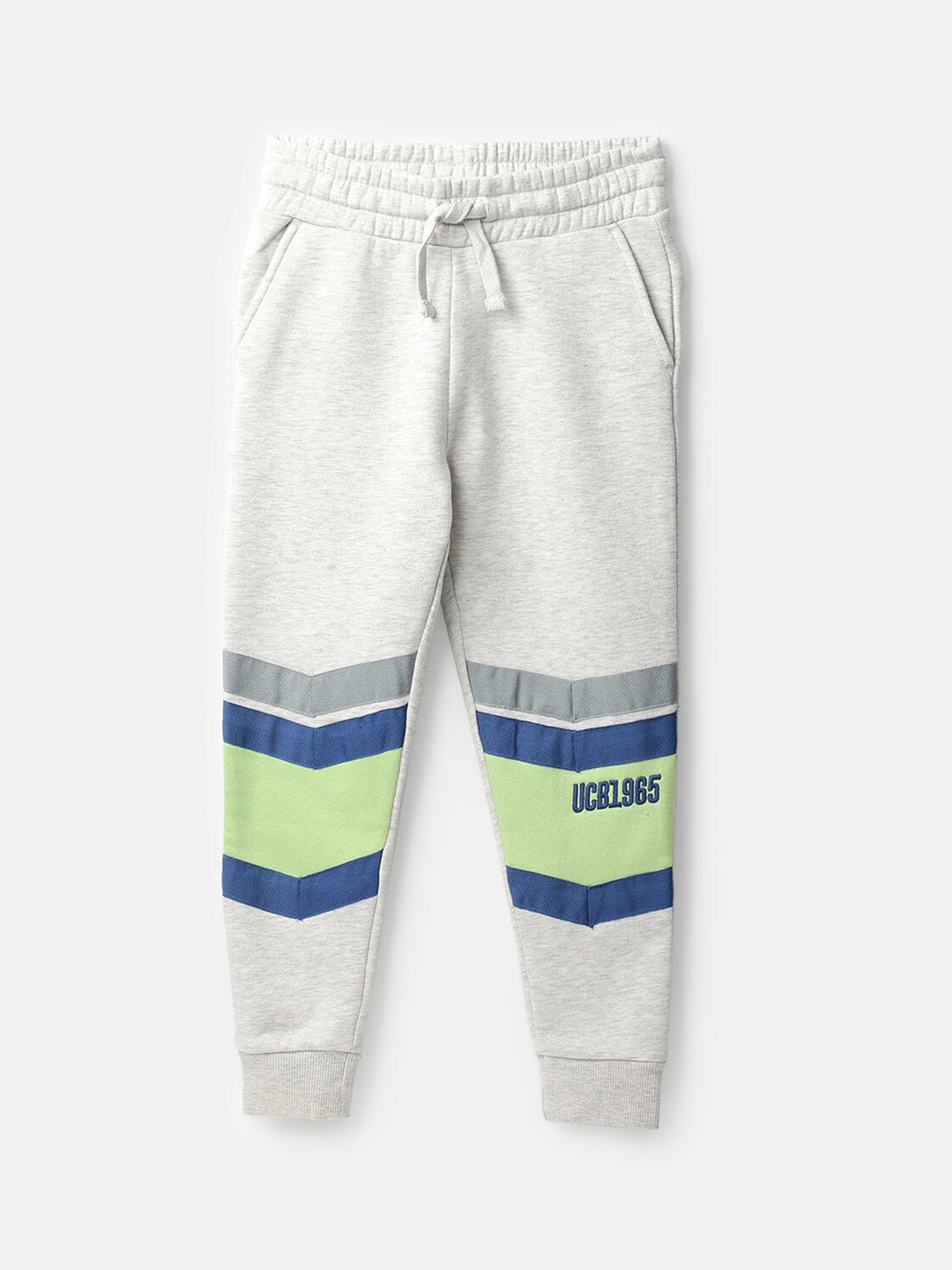 

United Colors of Benetton Boys Grey & Blue Colorblocked Regular Fit Joggers
