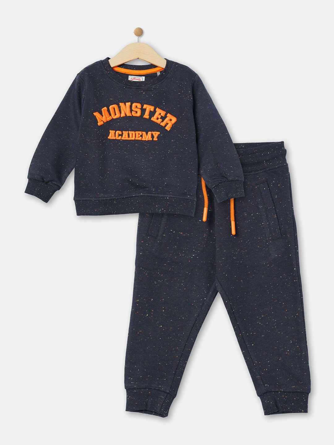 

R&B Boys Navy Blue & Orange Printed T-shirt with Pyjamas