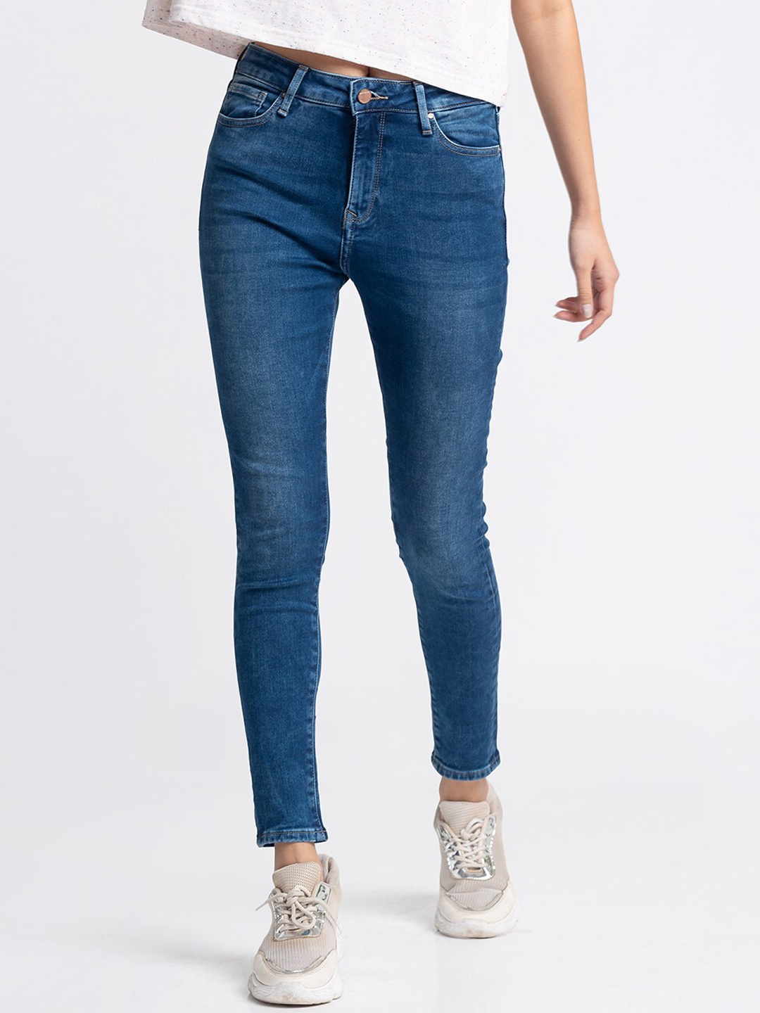 

SPYKAR Women Blue Super Skinny Fit High-Rise Jeans