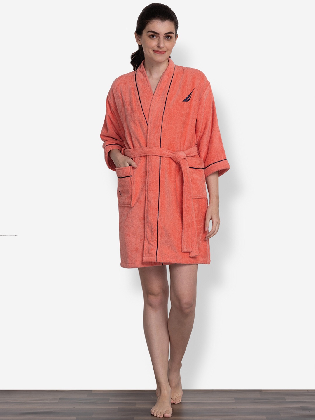 

Nautica Pack Of 2 Coral Solid Pure Cotton Bath Robe