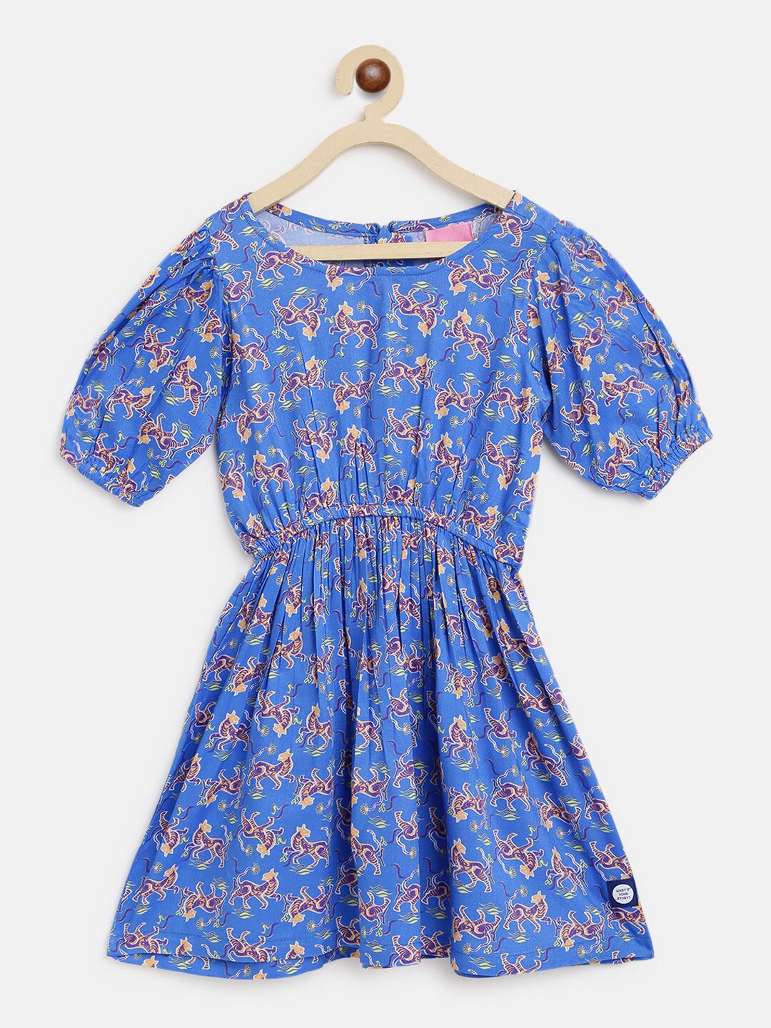 

TALES & STORIES Girls Blue Floral Printed Fit & Flare Dress