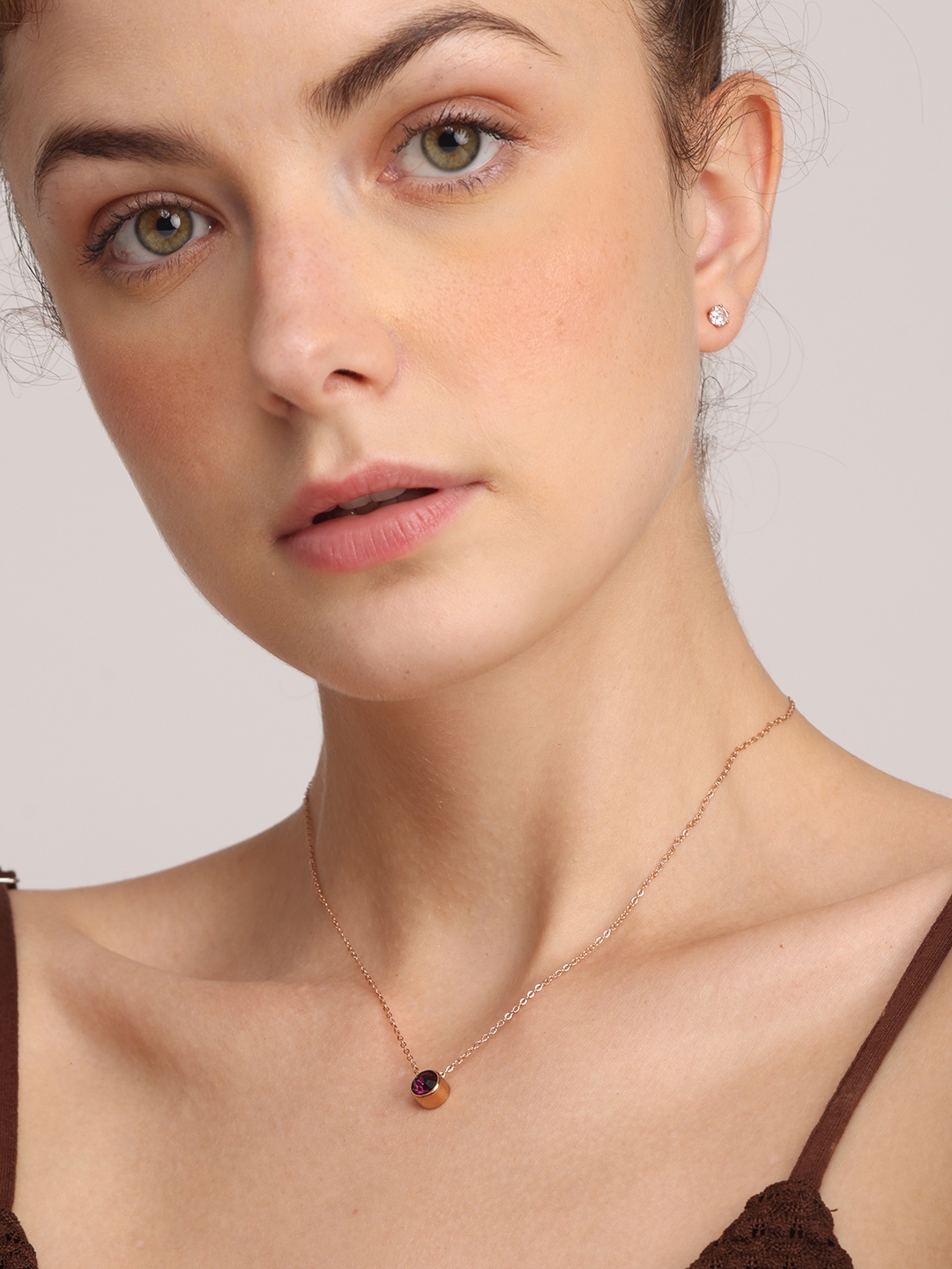

PALMONAS Rose Gold & Violet Rose Gold-Plated Stone Chain