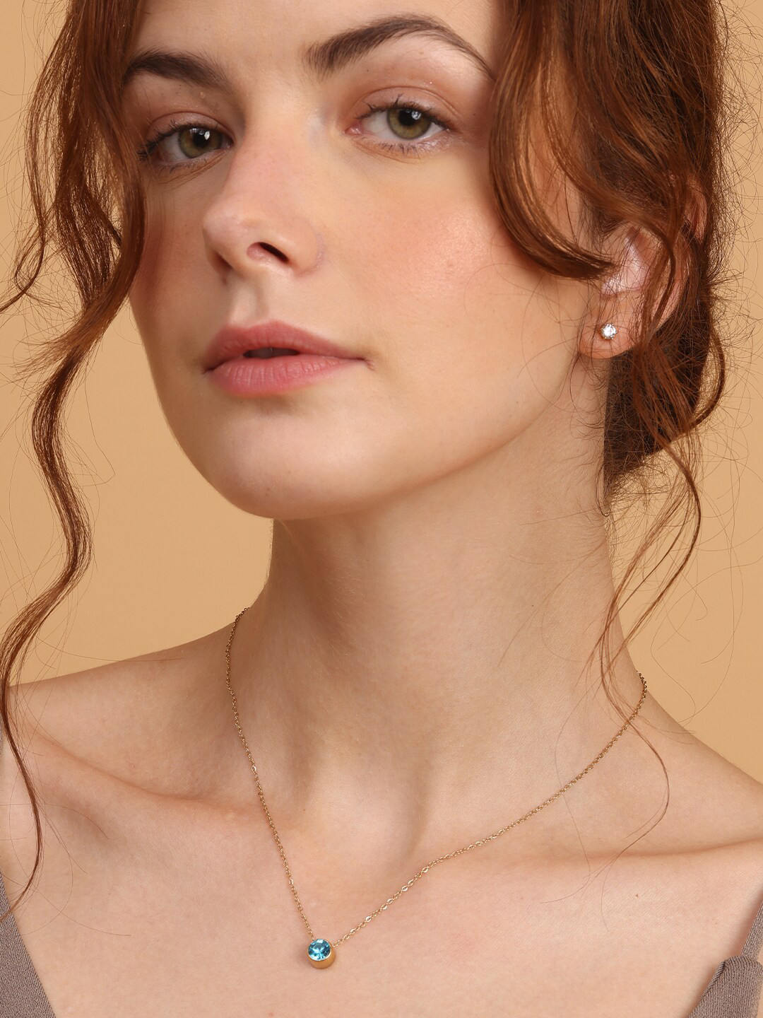 

PALMONAS Women Teal & 18k Gold-Plated Chain