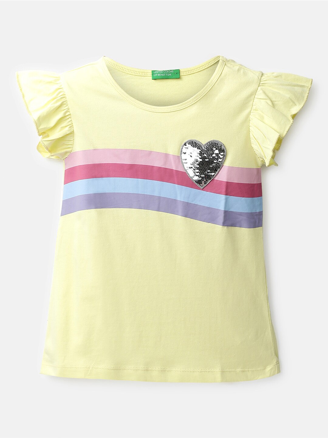 

United Colors of Benetton Yellow & Pink Striped Top