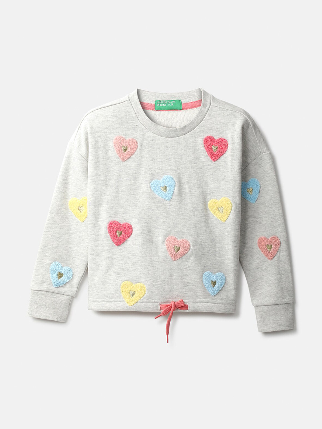 

United Colors of Benetton Girls Grey Self Design Sweatshirt