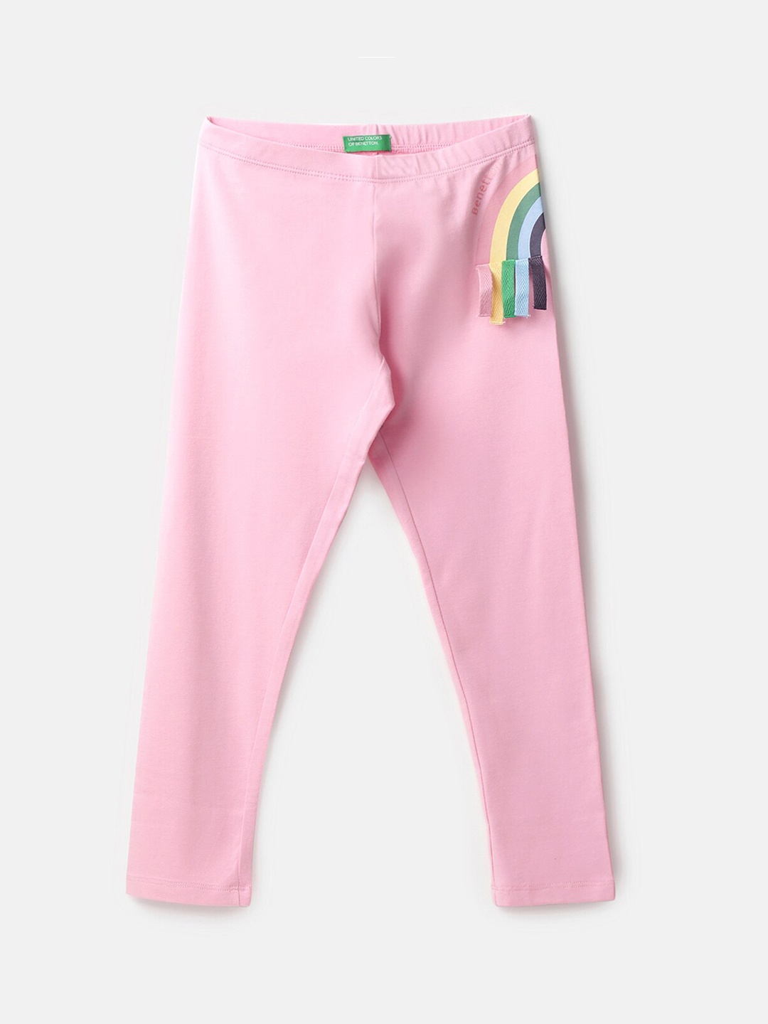 

United Colors of Benetton Girls Pink Printed Ankle-Length Cotton Leggings
