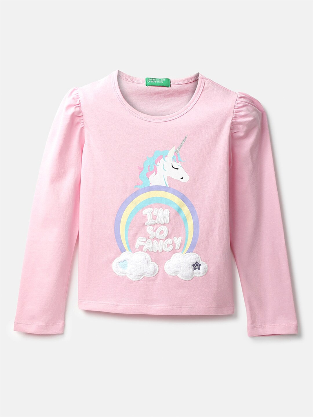 

United Colors of Benetton Girl Pink Print Pure Cotton Top