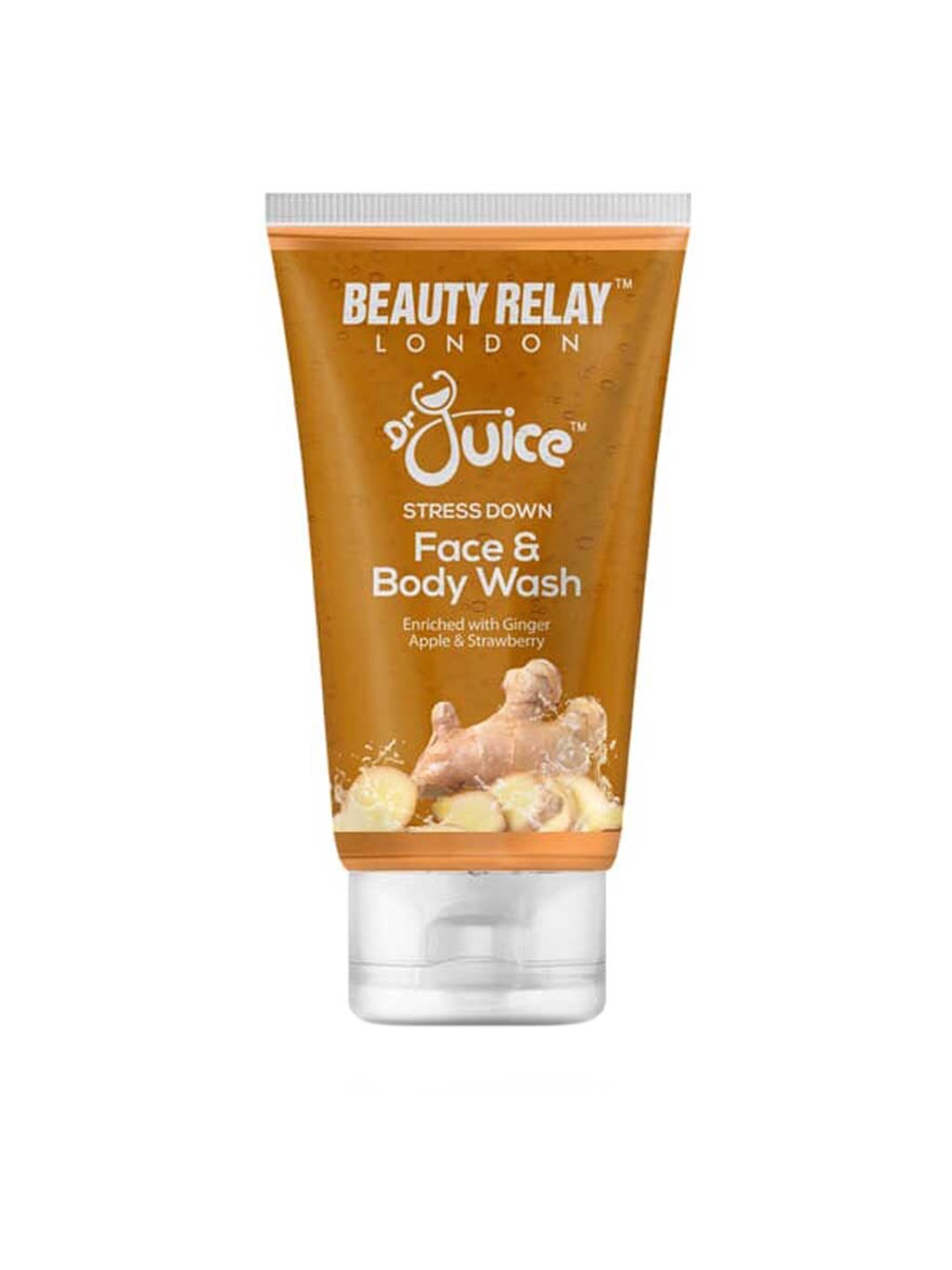 

BeautyRelay London Dr Juice Stress Down Ginger Apple & Strawberry Face & Body Wash 200ml, Orange