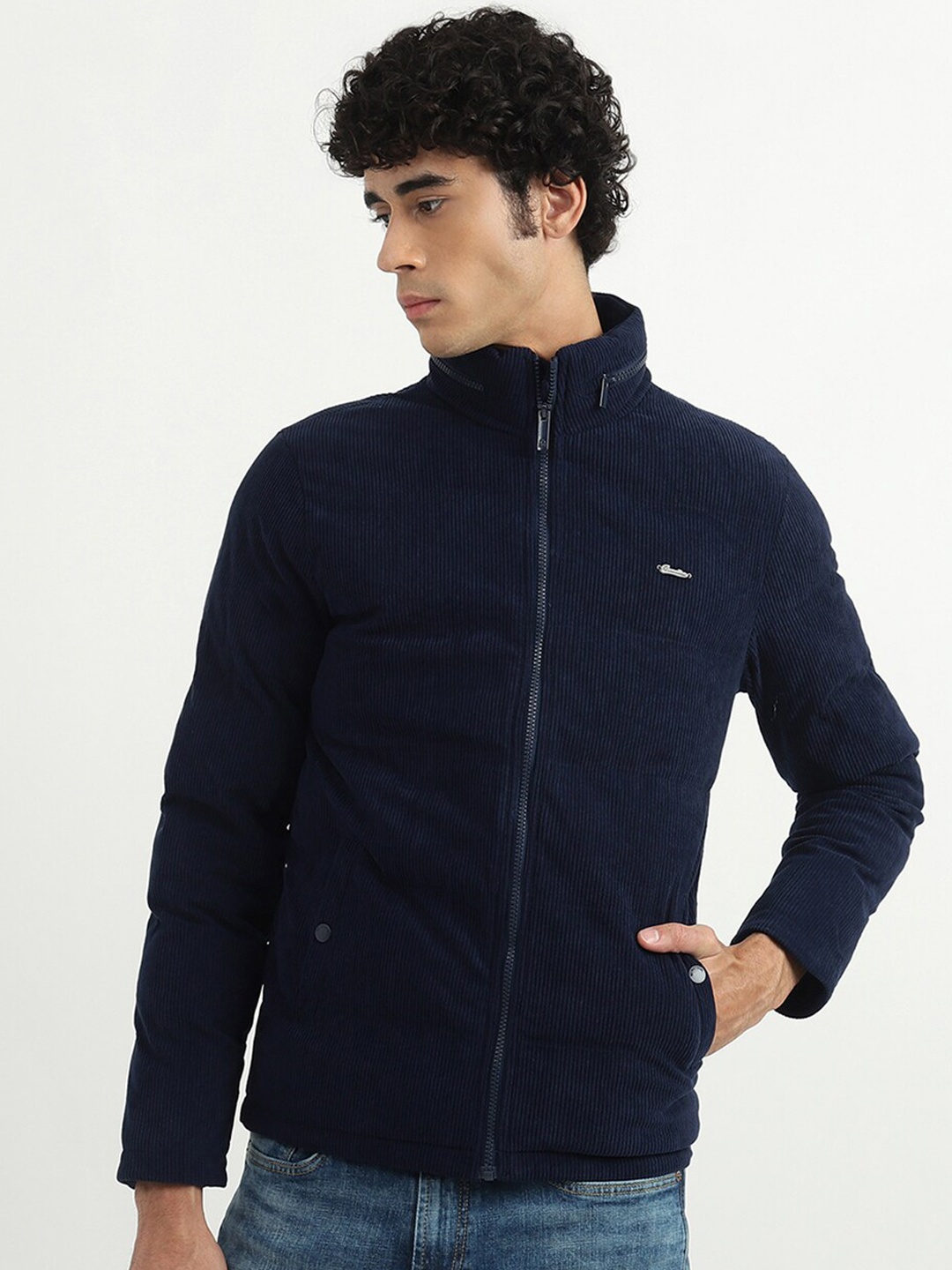 

United Colors of Benetton Men Navy Blue Open Front Jacket