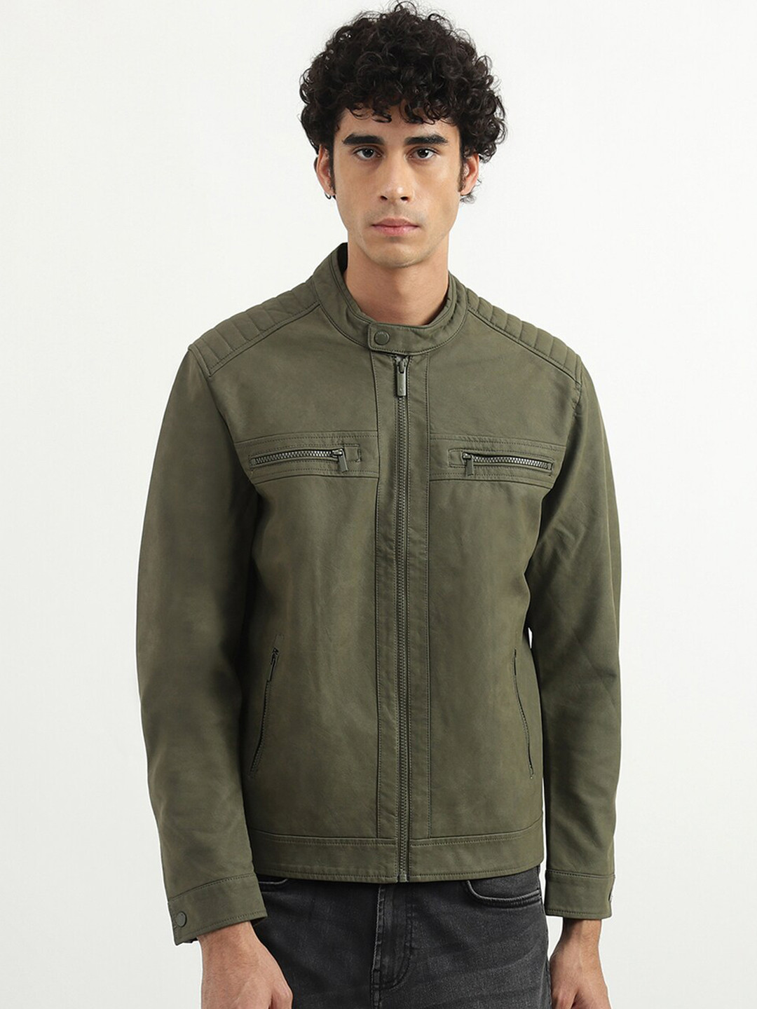

United Colors of Benetton Men Olive Green Tailored Jacket