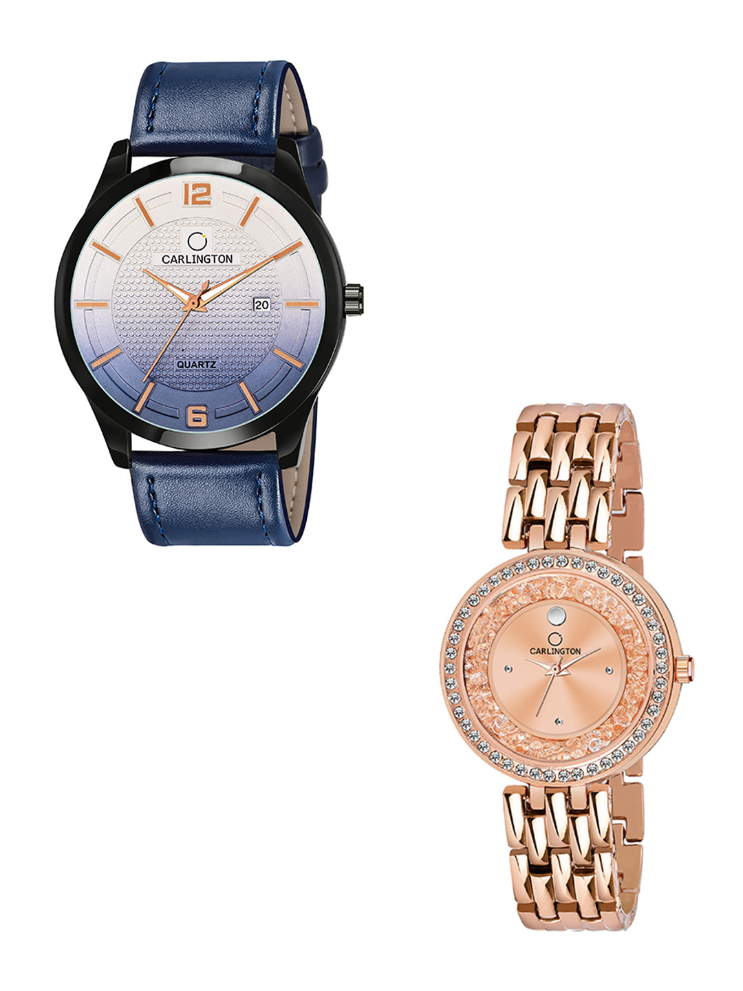 

CARLINGTON Unisex Multicoloured Embellished Dial & Multicoloured Leather Straps Analogue Watch, Blue