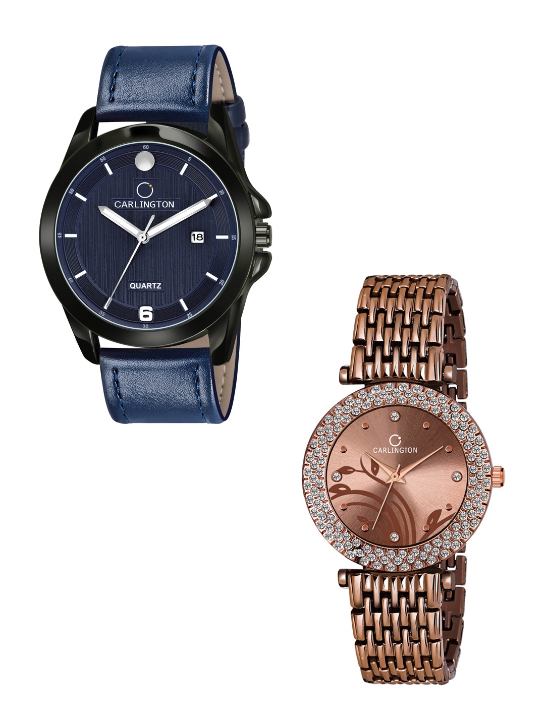 

CARLINGTON Unisex Multicolor Printed Dial Analogue Couple Watches CT1040, Blue