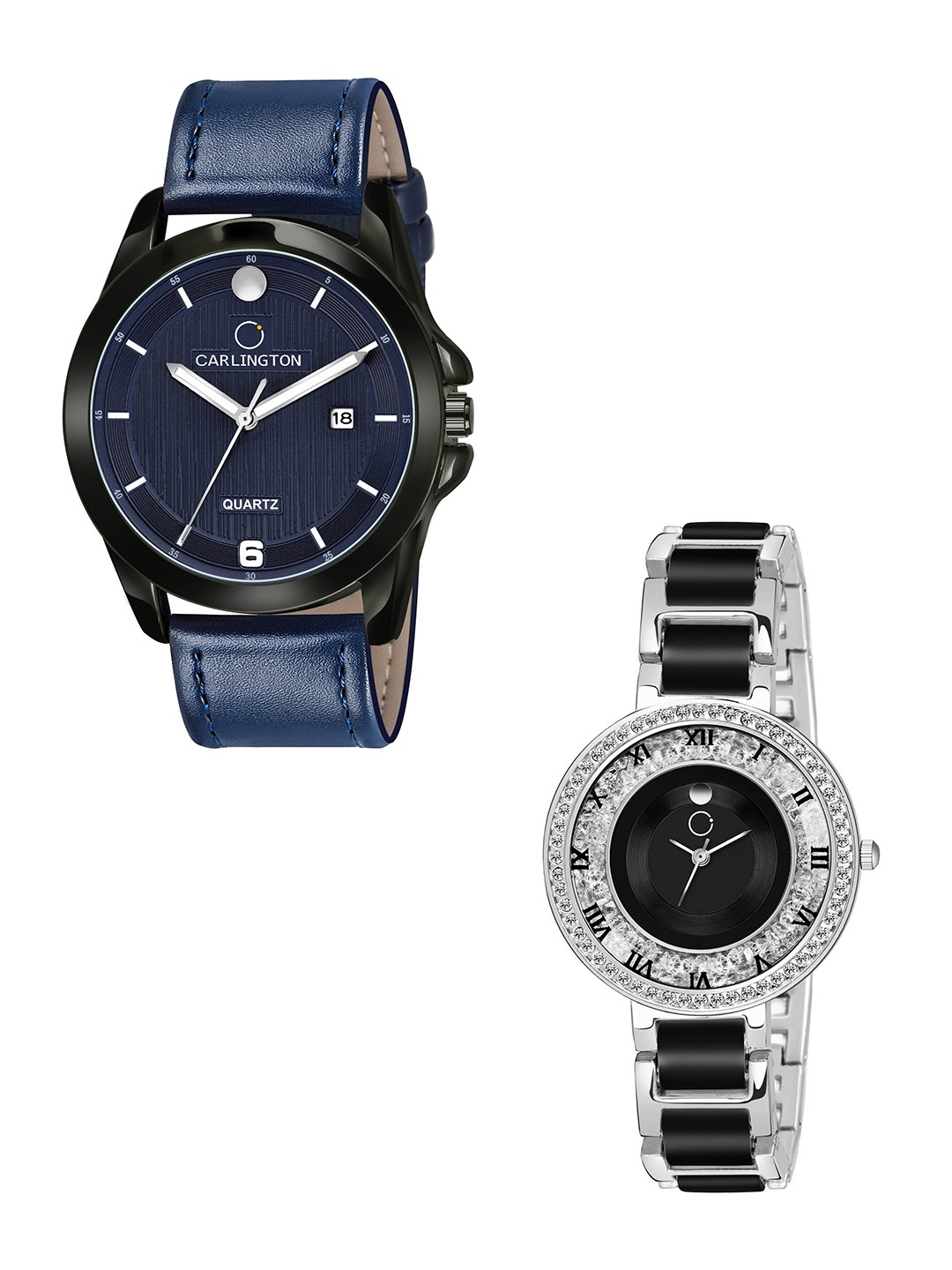 

CARLINGTON Unisex 2 Dial & Leather Analogue Watch CT1040 Blue-Mova SteelBlack-Multicolor