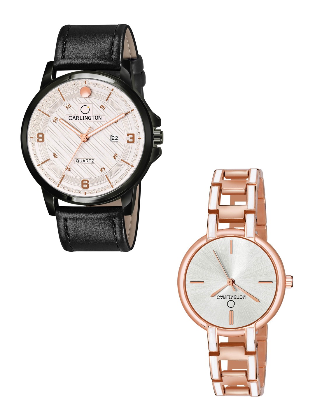 

CARLINGTON Unisex Printed Dial & Leather Straps Analogue Watch CT1050, Black