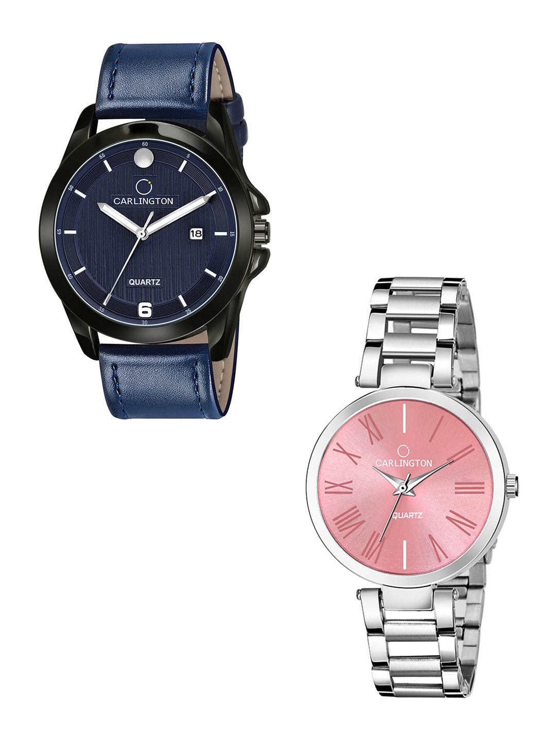 

CARLINGTON Unisex Blue Set of 2 Patterned Dial & Blue Leather Analogue Watch