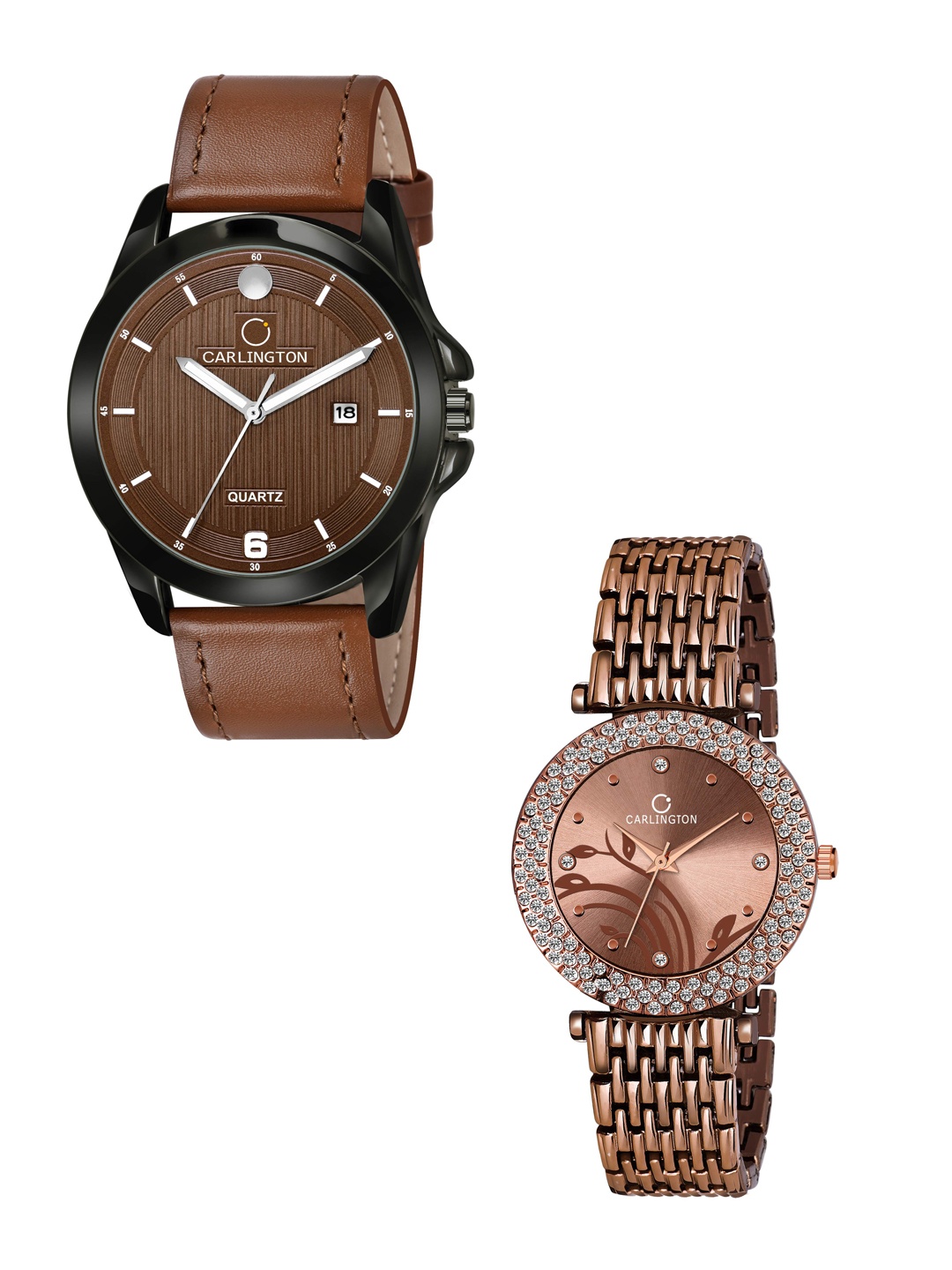 

CARLINGTON Unisex Tan Dial & Tan Leather Straps Analogue Couple Watch CT1040 Tan