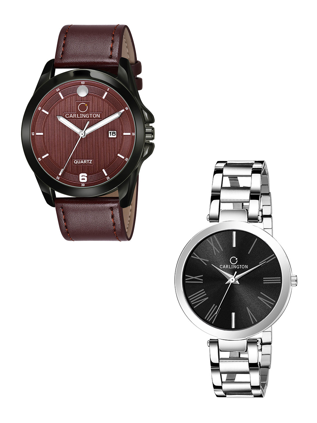 

CARLINGTON Unisex Brown Dial & Brown Leather Straps Analogue Couple Watch CT1040 Brown