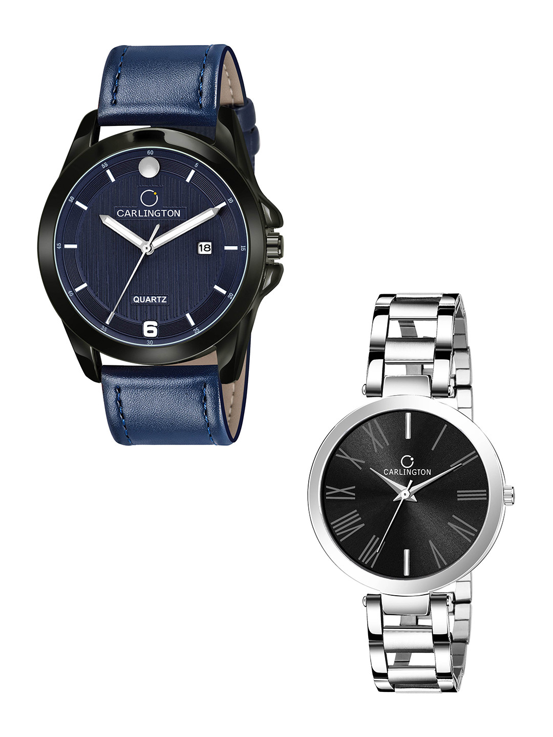

CARLINGTON Unisex Blue Dial & Blue Leather Straps Analogue Couple Watch CT1040 Blue