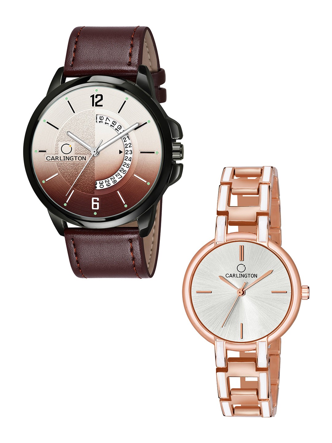 

CARLINGTON Unisex Brown Dial & Brown Leather Straps Analogue Couple Watch CT1030