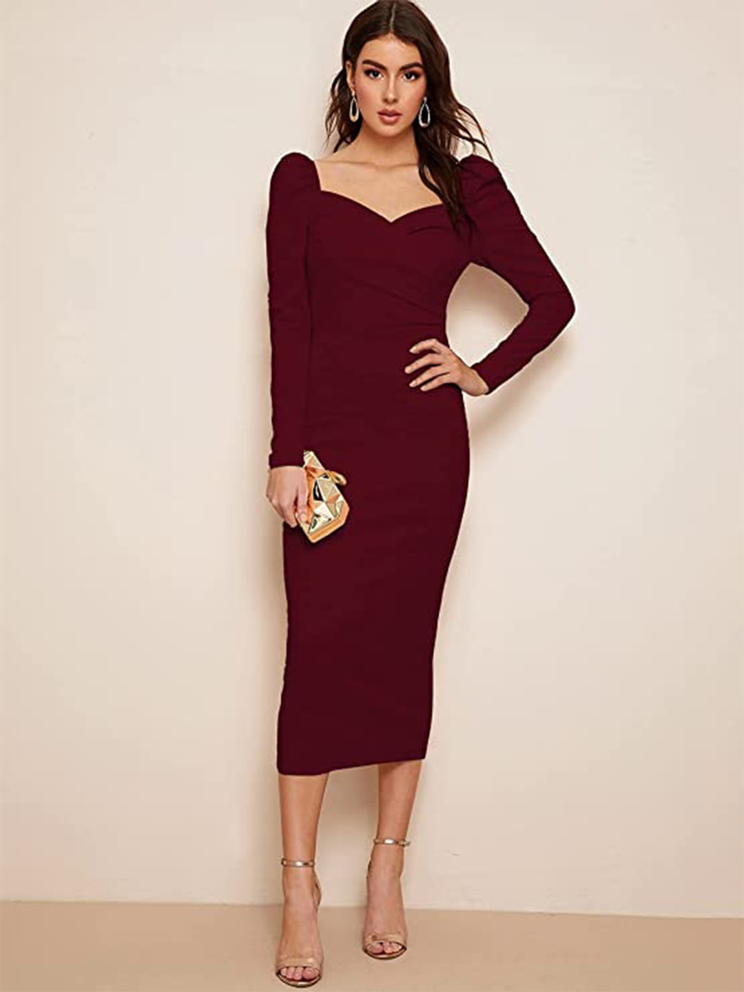 

LONDON BELLY Women Maroon Sheath Midi Dress