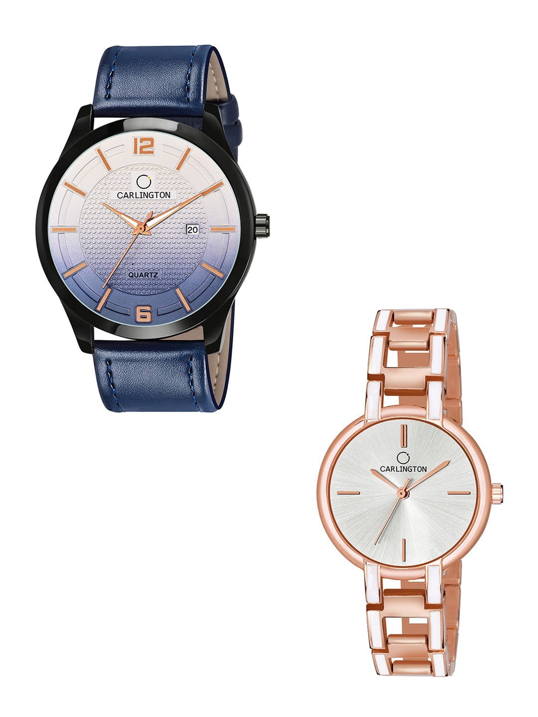 

CARLINGTON Unisex Blue Dial & Blue Leather Bracelet Style Analogue Couple Watch CT1010
