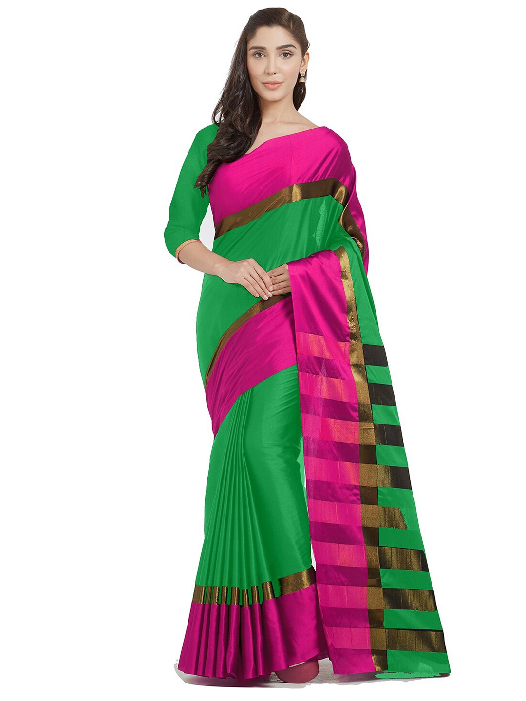 

Florence Green & Pink Uppada Saree