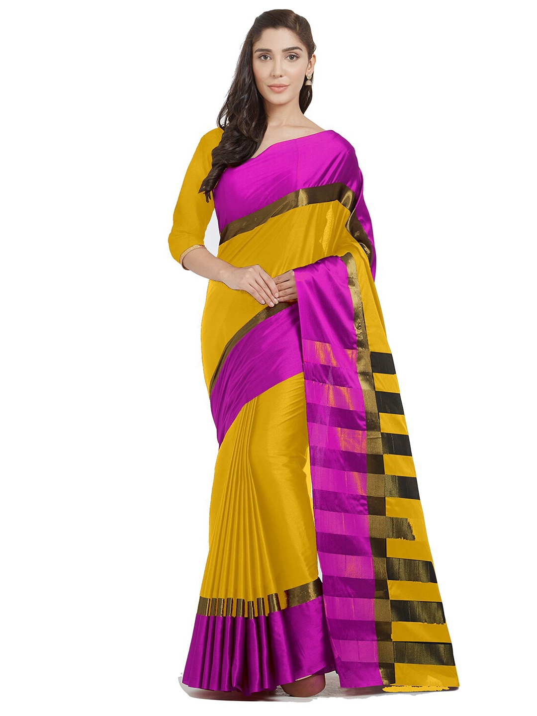 

Florence Yellow & Pink Zari Uppada Saree