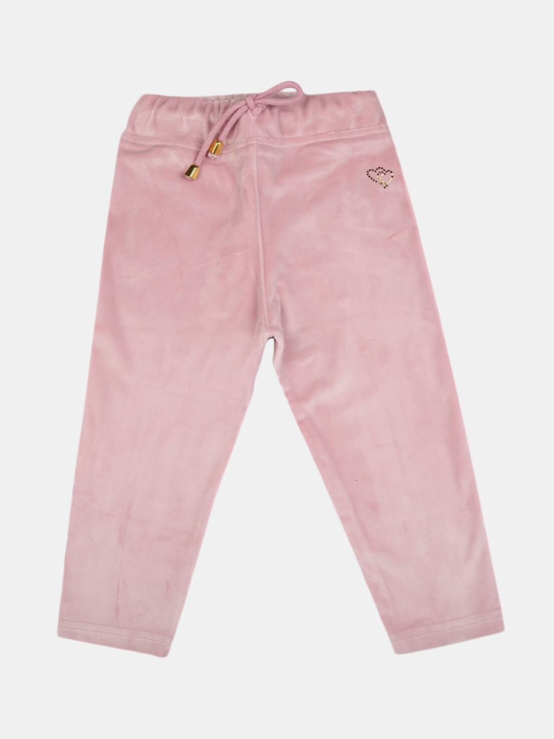 

V-Mart Girls Solid Velvet Track Pants, Pink