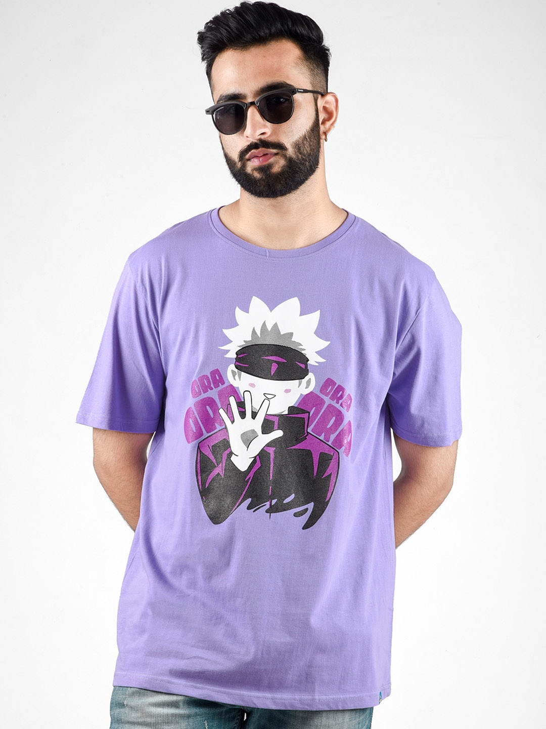 

COMICSENSE Men Anime Printed Jujutsu Kaisen Cotton Tshirt, Purple